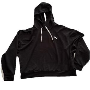 Puma Women Lightweight Cropped Modern Sport Hoodie Pullover Black XL